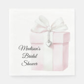 Roze Strik Cadeaau Hart Charme Bruiloft Servet (Voorkant)