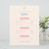 Roze Strik Café Menu Aangepaste Bakkerij Pastelkle (Staand voorkant)