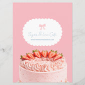 Roze Strik Café Menu Aangepaste Bakkerij Pastelkle (Achterkant)