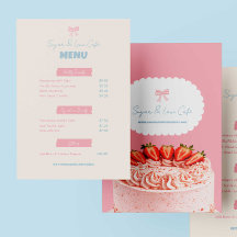 Roze Strik Café Menu Aangepaste Bakkerij Pastelkle