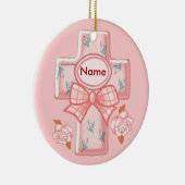 Roze Strik Christelijk Kruis Ornament (Rechts)