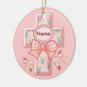 Roze Strik Christelijk Kruis Ornament (Links)