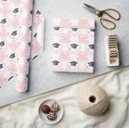 Roze strik Coquette Afstuderen Cadeaupapier