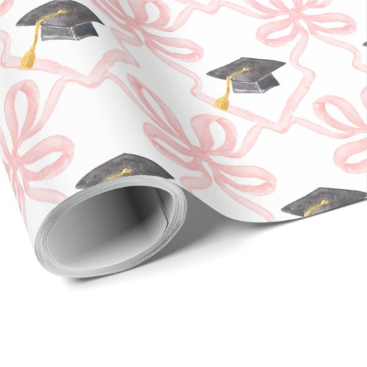 Roze strik Coquette Afstuderen Cadeaupapier (Rol Hoek)