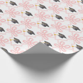 Roze strik Coquette Afstuderen Cadeaupapier (Hoek)