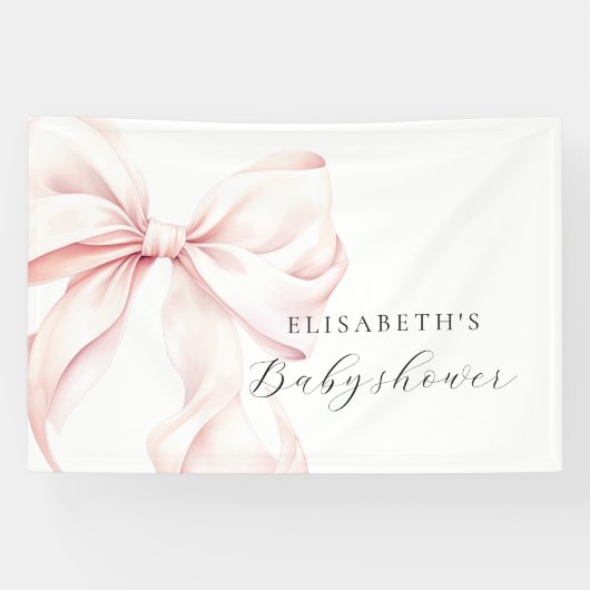 Roze Strik Coquette Baby Shower Achtergrond Spandoek (Horizontaal)