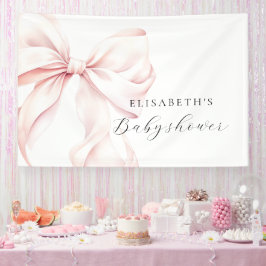 Roze Strik Coquette Baby Shower Achtergrond Spandoek