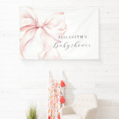 Roze Strik Coquette Baby Shower Achtergrond Spandoek (Insitu)
