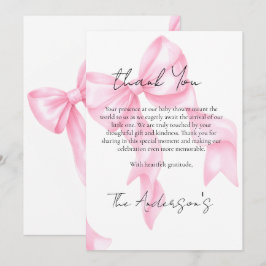 Roze Strik Coquette Baby Shower Bedankkaart