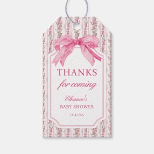 Roze Strik Coquette Baby Shower Bedankkaartjes Cadeaulabel