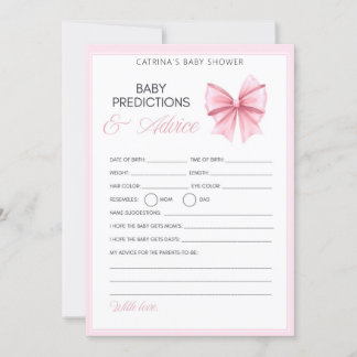 Roze Strik Coquette Baby Shower - Bewerkbare Naam, Kaart