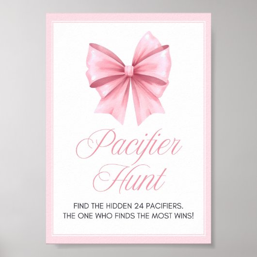 Roze Strik Coquette Baby Shower Bord Poster (Voorkant)