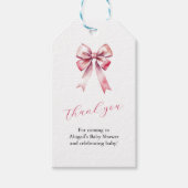 Roze Strik Coquette Baby Shower Cadeaulabel (Voorkant)