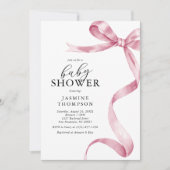 Roze Strik Coquette Baby Shower Kaart (Voorkant)
