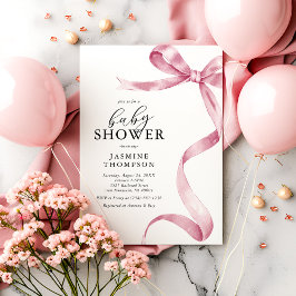 Roze Strik Coquette Baby Shower Kaart