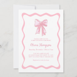 Roze Strik Coquette Baby Shower  Kaart