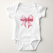 Roze Strik Coquette Baby Shower Monogram Romper (Voorkant)