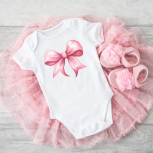 Roze Strik Coquette Baby Shower Monogram Romper