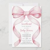 Roze Strik Coquette Baby Shower Uitnodiging (Voorkant)