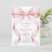 Roze Strik Coquette Baby Shower Uitnodiging (Staand voorkant)