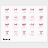 Roze Strik Coquette Bruiloft Feest Ronde Sticker (Vel)