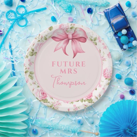 Roze Strik Coquette Bruiloft | Future Mrs Papieren Bordje (Feest)