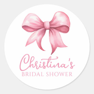 Roze Strik Coquette Bruiloftsborrel Ronde Sticker