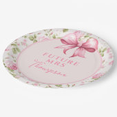 Roze Strik Coquette Bruiloftsfeest | Toekomstige M Papieren Bordje (Gekanteld)