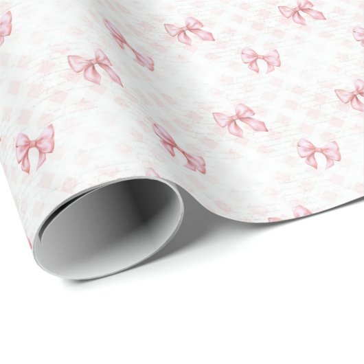Roze strik Coquette cadeaupapier vintage (Rol Hoek)