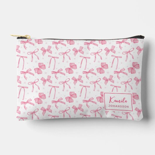 Roze Strik Coquette Esthetiek Aangepaste Naam Etui (Voorkant)