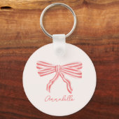 Roze strik coquette esthetisch sleutelhanger (Voorkant)
