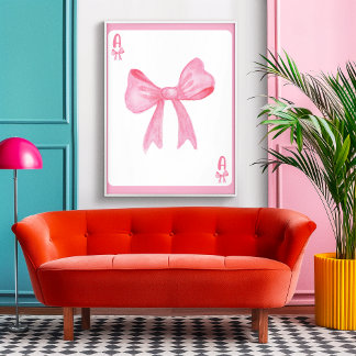 Roze Strik Coquette Esthetisch Speelkaart Poster