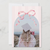 Roze Strik Coquette Foto Afstudeerfeestje Aankondiging (Voorkant)