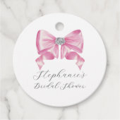 Roze Strik Coquette Glam Bruiloft Feest Bedankjes Labels (Voorkant)