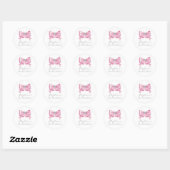 Roze Strik Coquette Glam Bruiloft Feest Ronde Sticker (Vel)