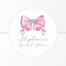 Roze Strik Coquette Glam Bruiloft Feest Ronde Sticker