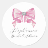 Roze strik Coquette Glam bruiloftsfeest Ronde Sticker (Voorkant)