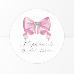 Roze Strik Coquette Glam Bruiloftsfeest Ronde Sticker