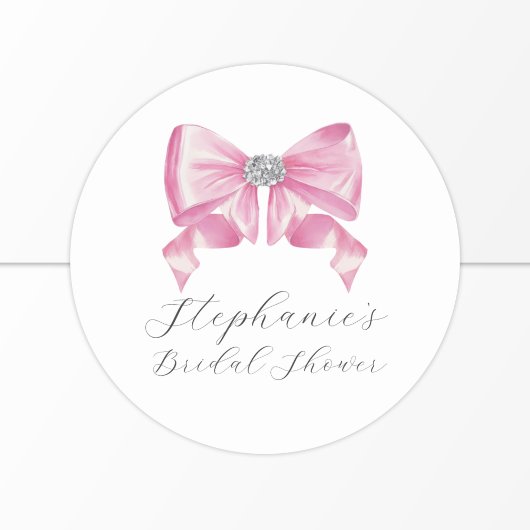 Roze strik Coquette Glam bruiloftsfeest Ronde Sticker