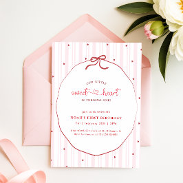Roze Strik Coquette Kleine Liefje 1e Verjaardag Kaart