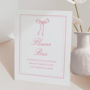 Roze Strik Coquette Lint Bloem Bar Uithangbord Reclamebord Met Voetstuk