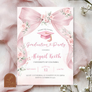 Roze Strik Coquette Meisje Afstudeerfeest met foto Kaart