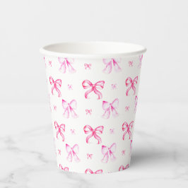 Roze Strik Coquette Patroon Bruidsmeisje Feest Papieren Bekers