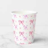 Roze Strik Coquette Patroon Bruiloft Feest Papieren Bekers (Achterkant)