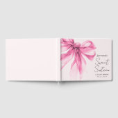 Roze Strik Coquette Script Sweet 16 Blush Gastenboek (Volledig)