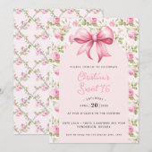 Roze Strik Coquette Sweet 16 Kaart (Voorkant / Achterkant)