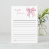 Roze Strik Coquette Tijdscapsule Notitie Berichtka Bedankkaart (Staand voorkant)