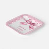 Roze strik coquette verjaardagsfeestje afgedrukt papieren bordje (Gebogen)