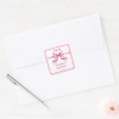 Roze strik coquette verjaardagsfeestje gunst vierkante sticker (Envelop)