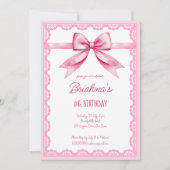 Roze strik coquette verjaardagsfeestje kaart (Voorkant)